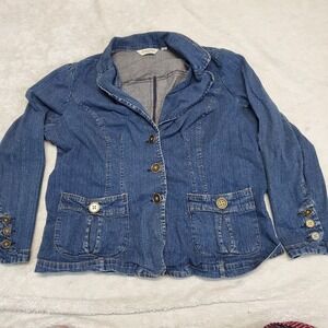 St. John's Bay Blue Denim Jean Jacket Women 1X Preppy Classic Cottage Casual